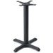 Phoenix 4 prong table base in black with X-shaped foot, single round column and cross top plate, dining height