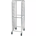 Phoenix ALRK-20 aluminum welded 20-tier sheet pan rack with 3-inch spacing and casters, empty front view