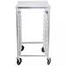 Phoenix ALRK10T aluminum 10-tier sheet pan rack with solid top, side view showing pan slides and casters