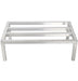 Phoenix aluminum dunnage rack, low-profile silver floor storage rack with four slats, straight-on side view
