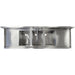 Phoenix BAR-3C-60LR 60-inch bar sink, top view of three stainless steel bowls with left and right drainboards