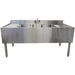Phoenix BAR-3C-60LR 60-inch stainless steel three compartment bar sink with faucet and backsplash, angled view