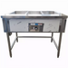 Phoenix CST-3E economy three well stainless steel steam table on open leg stand, angled front view