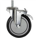 Phoenix caster for wire shelving, polyurethane wheel with threaded stem and locking brake, side view