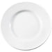 Phoenix white ceramic wide rim plate, top-down view showing the broad flat rim and round centre well