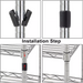 Phoenix wire shelf kit installation steps, close-up of the plastic split sleeves clipping onto the shelf post