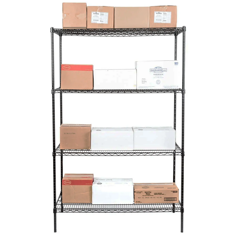 Phoenix Chrome/Black Epoxy Wire Shelf Kits (72" High, 4 Shelves) - Various Sizes-Phoenix Food Equipment
