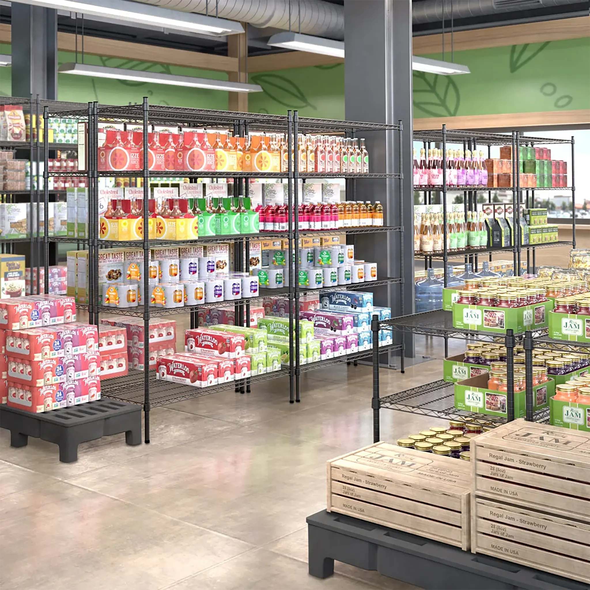 Phoenix Chrome/Black Epoxy Wire Shelf Kits (72" High, 4 Shelves) - Various Sizes-Phoenix Food Equipment