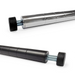 Phoenix wire shelf poles in chrome and black epoxy finishes with adjustable leveling feet, close-up