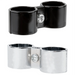 Phoenix wire shelf post clamps in black epoxy and chrome, double ring clamps with screw, both finishes shown
