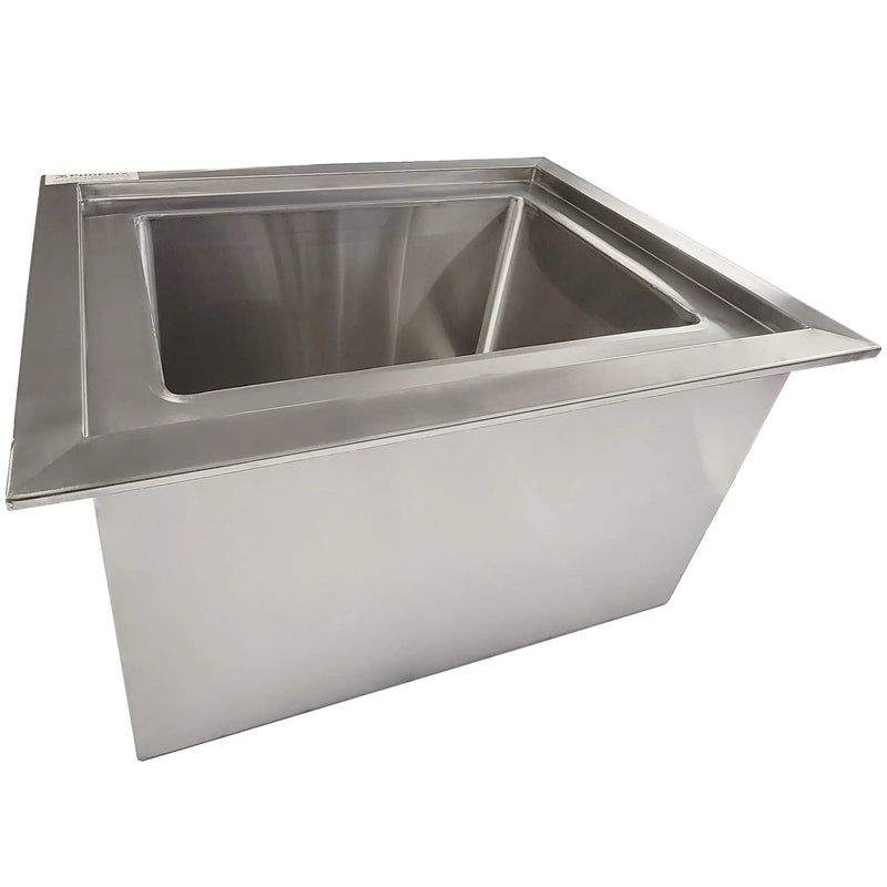 Phoenix DIIB-1818 insulated drop-in ice bin, stainless steel with flanged rim and open top, angled view