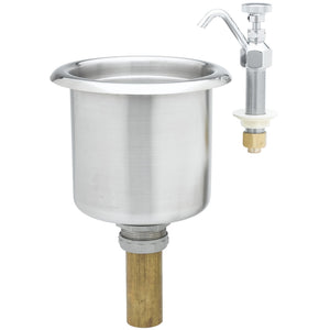 Phoenix dipper well faucet and bowl kit, stainless steel dipper well bowl with drain and chrome faucet valve