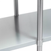 Phoenix stainless steel table under shelf installed on a work table, close-up of the shelf and legs