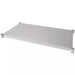 Phoenix extra stainless steel table under shelf with corner leg sleeves, angled top view