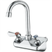 Phoenix GNHF-4 wall mounted hand sink faucet in chrome with gooseneck spout and quick turn lever handles, angled view