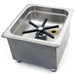 Phoenix GRCT-110 glass rinser with drain, black star rinser inside a square stainless steel basin, angled view