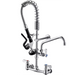 Phoenix heavy duty mini pre-rinse faucet with add-on spout, chrome wall mount unit with spring riser and spray valve