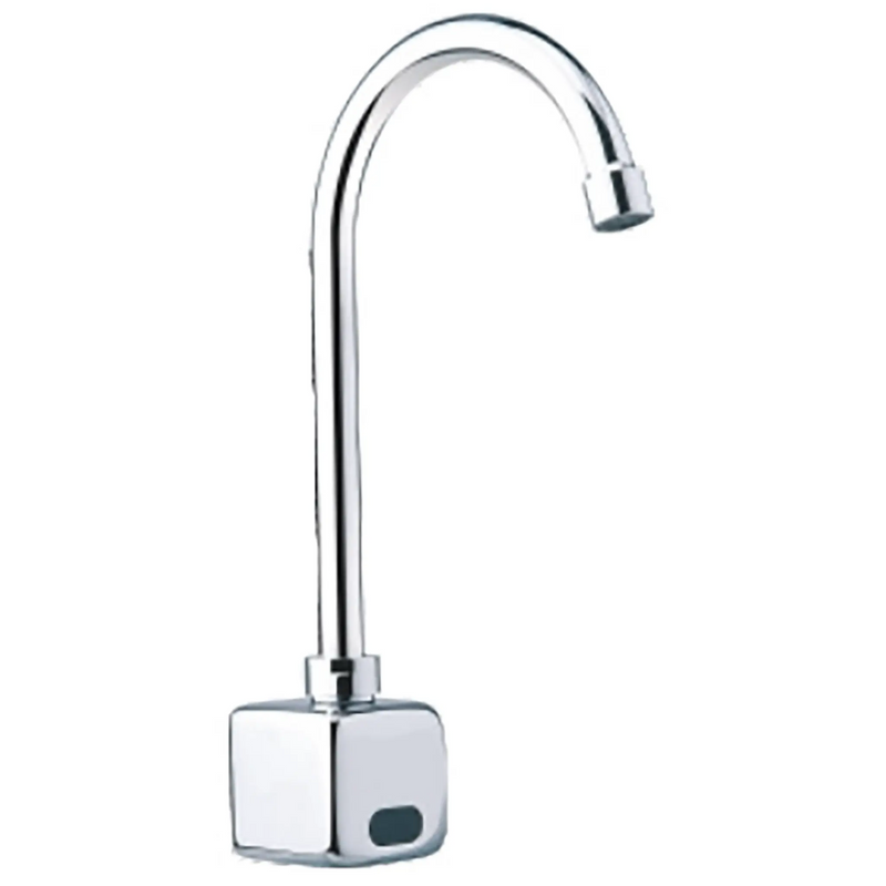 Phoenix heavy duty sensor faucet, chrome touchless deck mount faucet with gooseneck spout and sensor base