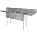 Phoenix heavy duty 16 gauge stainless steel three compartment sink with left and right drainboards