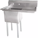 Phoenix heavy duty 16 gauge stainless steel one compartment sink with right side drainboard, front view