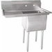 Phoenix heavy duty 16 gauge stainless steel one compartment sink with left side drainboard, front view