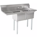 Phoenix heavy duty 16 gauge stainless steel two compartment sink with left side drainboard, front view