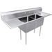 Phoenix heavy duty 16 gauge stainless steel two compartment sink with two drainboards, angled top view