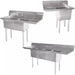 Phoenix heavy duty 16 gauge stainless steel sinks with drainboard, three configurations shown together