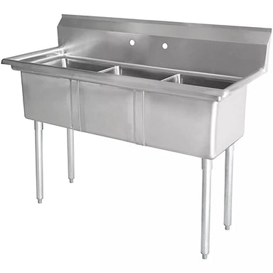 Phoenix Heavy Duty 16 Gauge Stainless Steel Triple Compartment Sinks - Various Sizes-Phoenix Food Equipment