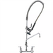 Phoenix heavy duty pre-rinse faucet with add on swing neck, wall mount chrome unit with spring hose and spray valve