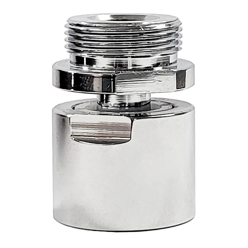 Phoenix heavy duty pre-rinse swivel add-on, chrome-plated threaded swivel adapter fitting, close-up view