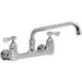 Phoenix heavy duty swing neck faucet, chrome wall mount faucet with two lever handles and long swing spout
