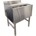 Phoenix IB-2136-11 insulated 36-inch stainless steel ice bin with the sliding lid partly open, angled view
