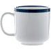 Phoenix Milford espresso cup in white ceramic with a dark blue rim band, shown without saucer, side view
