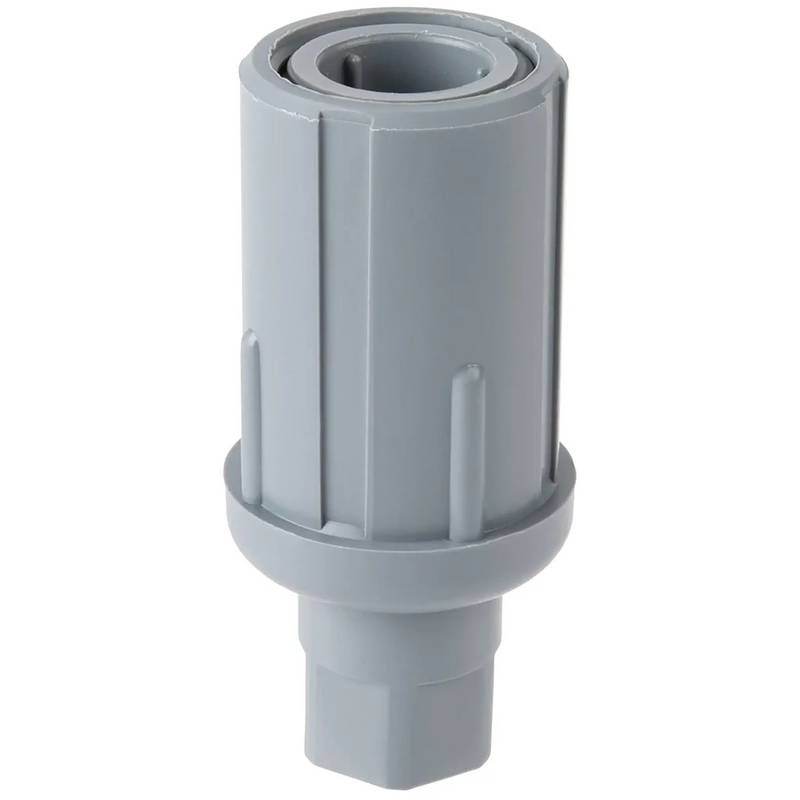 Phoenix PTF adjustable grey plastic bullet table foot for stainless steel tables, front view