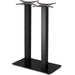 Phoenix rectangular double table base in black with twin columns and flat foot, taller bar height option shown