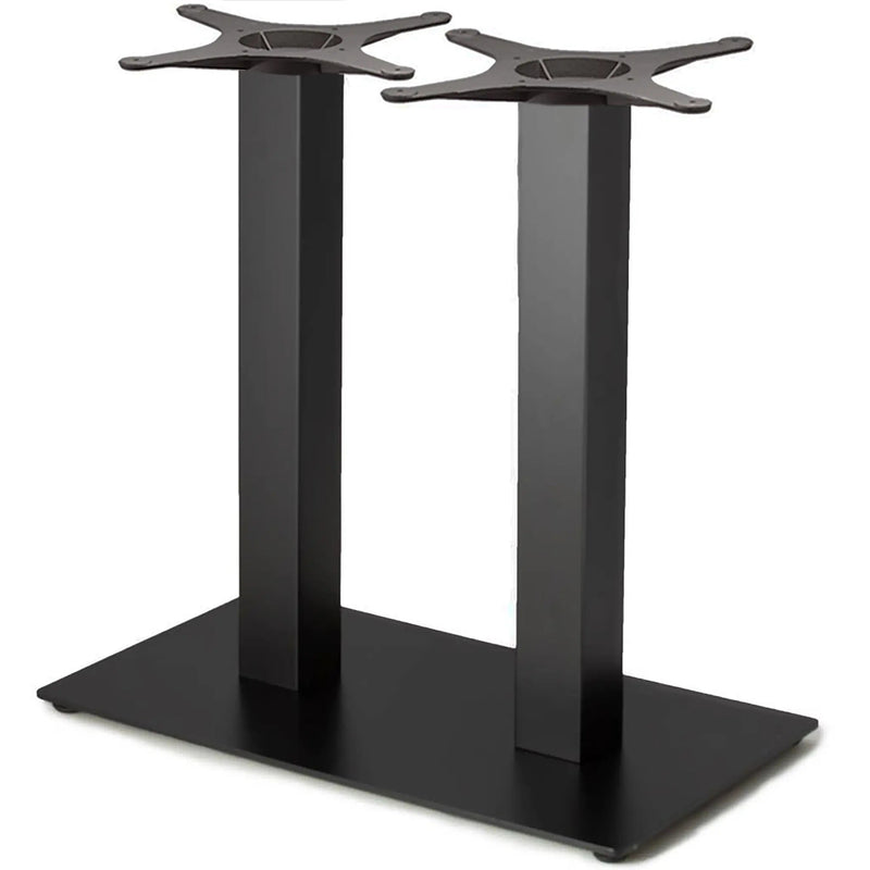 Phoenix rectangular double table base in black with two columns, cross top plates and flat base, dining height