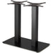 Phoenix rectangular double table base in black with two columns, cross top plates and flat base, dining height