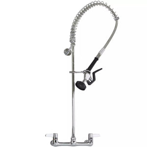 Phoenix standard duty pre-rinse faucet without add-on spout, chrome wall mount unit with spring riser and spray valve