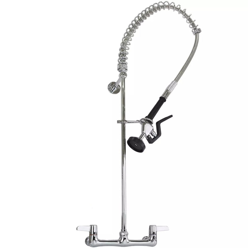 Phoenix standard duty pre-rinse faucet without add-on spout, chrome wall mount unit with spring riser and spray valve