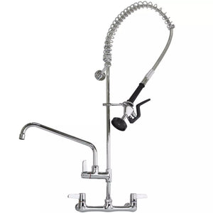 Phoenix standard duty pre-rinse faucet with add-on spout, chrome wall mount unit with spring and spray valve
