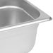 Phoenix STP24 series 24 gauge anti-jam steam table pan, close-up of the stainless steel corner and rolled rim