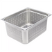 Phoenix STP24 series 24 gauge perforated stainless steel steam table pan, squarer deep pan, high angle view