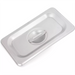 Phoenix STP24 series stainless steel steam table pan lid, small solid cover with recessed handle, angled view