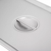 Phoenix STP24 series stainless steel steam table pan lid, close-up of the recessed lift handle