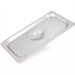 Phoenix STP24 series stainless steel steam table pan lid, long solid cover with recessed handle, angled view