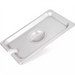 Phoenix STP24 series stainless steel steam table pan lid, notched cover in a mid size option, angled view