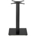 Phoenix square table base in black with cross top plate, single column and flat square foot, dining height