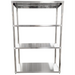 Phoenix stainless steel 4 tier free standing shelving unit, straight front view of all four shelves
