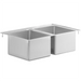 Phoenix stainless steel two compartment drop in sink, alternate size shown from a lower front angle
